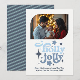 Tarjeta Festiva Winter Sky Modern Blue Christmas Photo