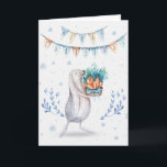 Tarjeta Festiva Winter Snow Bunny Merry Christmas<br><div class="desc">Maravillosa tarjeta de ilustracion para niños de adorable diseño de color de agua de lindo conejito en nieve divirtiéndose y disfrutando de la temporada invernal mientras celebran las vacaciones de los Navidades abriendo regalos y divirtiéndose en la nieve. ¡Ho Ho Ho Ho Feliz Navidad a todos!</div>