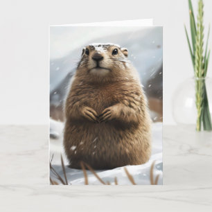 Tarjeta Festiva Winter Snow Groundhog