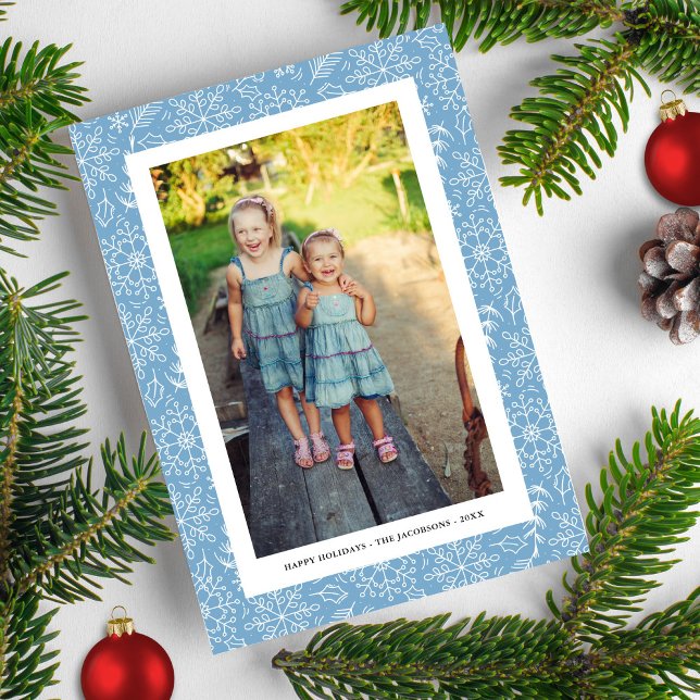 Tarjeta Festiva Winter Snowflake Doodles, Photo Collage, Happy  (Subido por el creador)