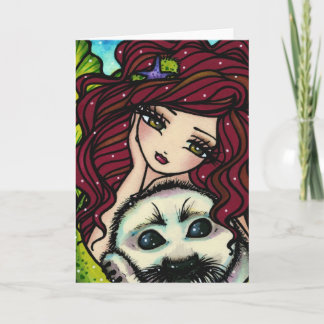 Tarjeta Festiva Winter Snowflake Seal Mermaid Fantasy Art Card