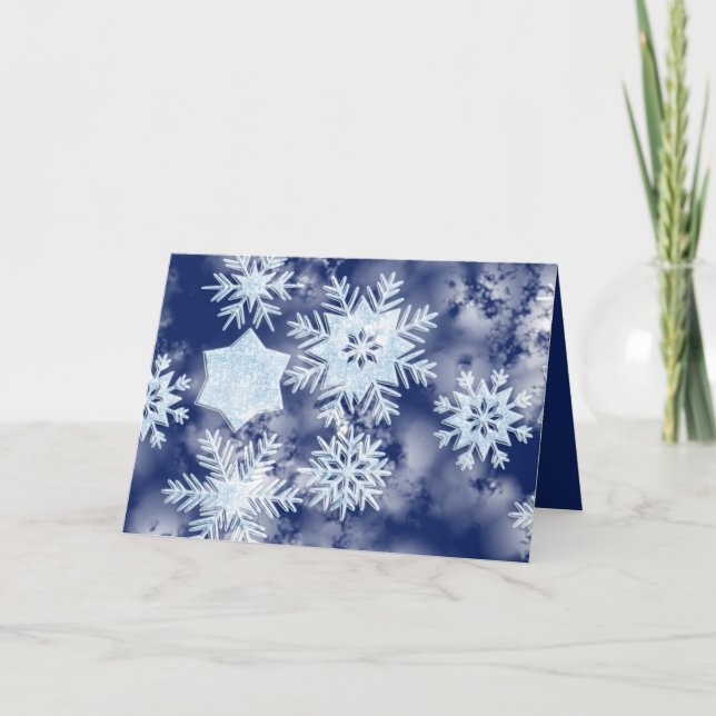 Tarjeta Festiva Winter Snowflakes Icy Blue (Anverso)