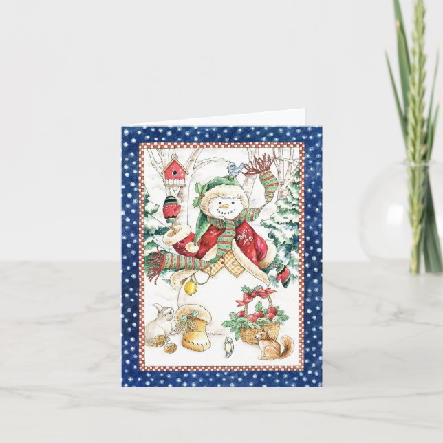 Tarjeta Festiva Winter Snowman (Anverso)