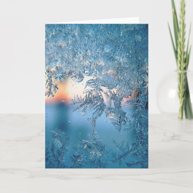 Tarjeta Festiva Winter Sunlight Through Frosted Ice Crystals Glass (Anverso)