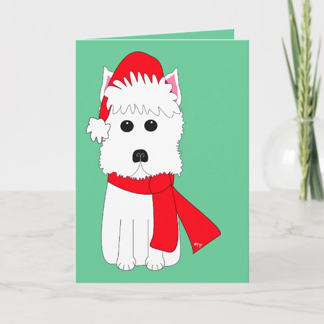 Tarjeta Festiva Winter Westie (Anverso)