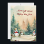 Tarjeta Festiva Winter Wonderland: Árboles de pino y hombres de ni<br><div class="desc">Winter Wonderland: Pinos y Navidades de vacaciones de los hombres de nieve capturan la magia del invierno con nuestra encantadora carta de Navidades, con jugadores de nieve enclavados entre pinos cubiertos de nieve. ¡Envíe sus deseos cálidos y festividades a sus seres queridos esta temporada de fiestas! "Diseño de cartas de...</div>