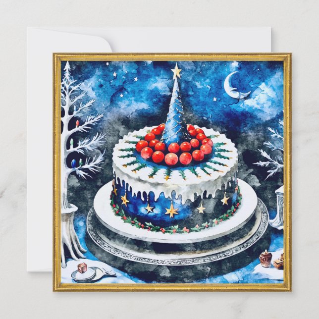 Tarjeta Festiva Winter Wonderland Cake (Anverso)