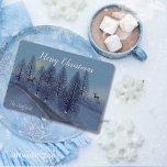 Tarjeta Festiva Winter Wonderland Chance Meeting<br><div class="desc">Una tranquila escena de invierno al crepúsculo después de la nieve...  Dos ciervos se encuentran en el bosque con la puesta de sol detrás de ellos. Casi puedes sentir el frío,  pero es tan tranquilo. Esta foto me recuerda a la canción "Winter wonderland".</div>