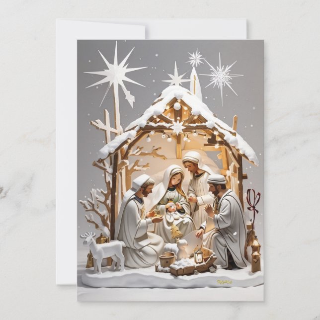 Tarjeta Festiva Winter Wonderland: Familia por cabina (Anverso)