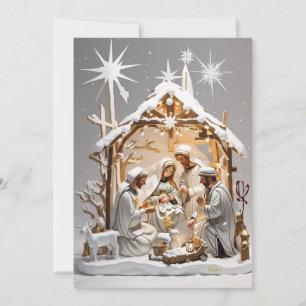 Tarjeta Festiva Winter Wonderland: Familia por cabina
