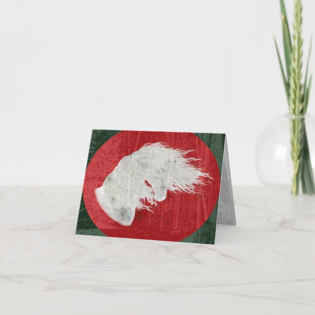 Tarjeta Festiva Winter Wonderland Friesian Horse 3 Card (Anverso)