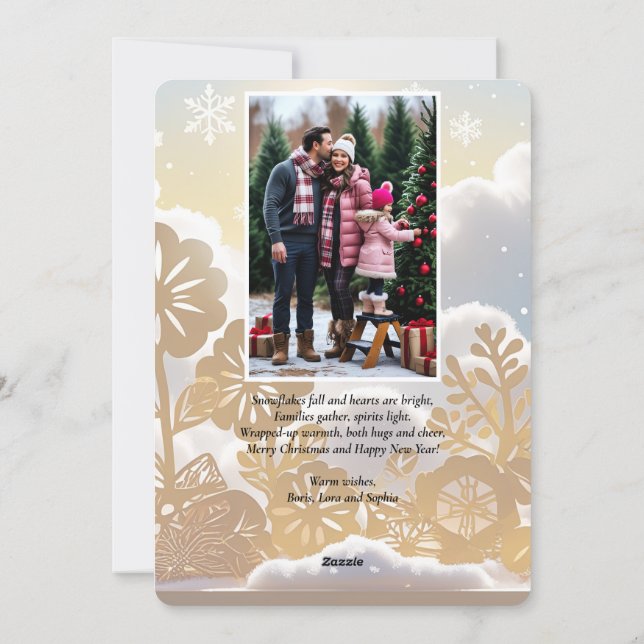 Tarjeta Festiva Winter Wonderland Photo Holiday Card (Reverso)