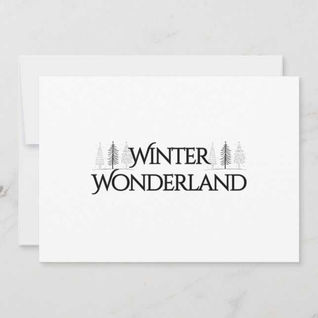 Tarjeta Festiva Winter Wonderland - Textos elegantes y pinos (Anverso)
