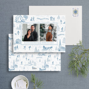 Tarjeta Festiva Winter Wonderland Toile Holiday Multi Photo Card