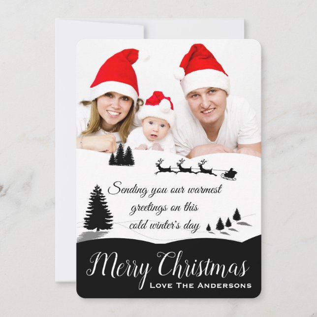 Tarjeta Festiva Winter Wonderland Warm Greetings Photo Christmas (Anverso)