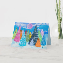 Tarjeta Festiva Winter Wonderland Whimsical Forest Art