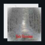 Tarjeta Festiva Winter Wonderland Yule/Winter Solsticio<br><div class="desc">Un pasaje por el bosque cubierto de nieve adorna estas postales de los Navidades Yule/Winter Solstice. El despeje a través del bosque es simbólico de la luz que regresa después de la oscuridad del invierno</div>