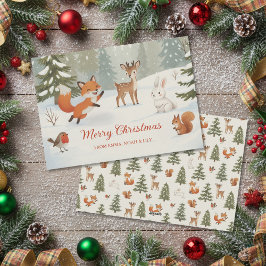 Tarjeta Festiva Winter Woodland Merry Christmas Forest Animals