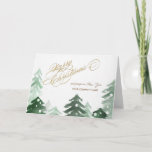 Tarjeta Festiva Winter Woodland,Saludo de empresa<br><div class="desc">Madera de pino color agua con nieve. Tarjeta ideal para enviar de su empresa/comercial u organización o de su familia... ... . Personalice poniendo su nombre en la parte delantera de la tarjeta... ... </div>