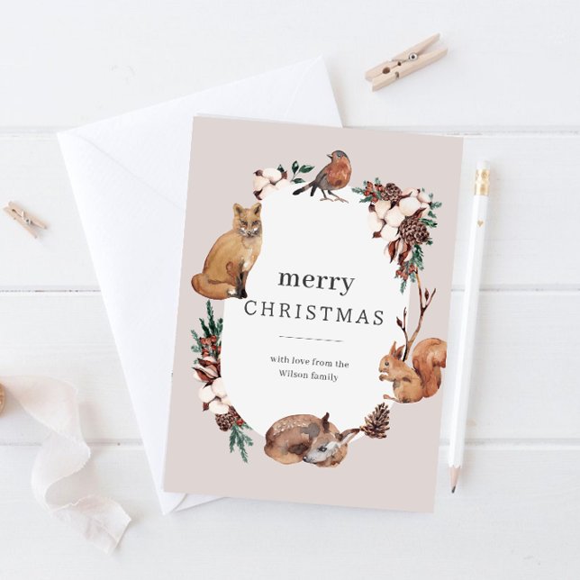 Tarjeta Festiva Winter Woodland Simple Non-photo Christmas (Subido por el creador)