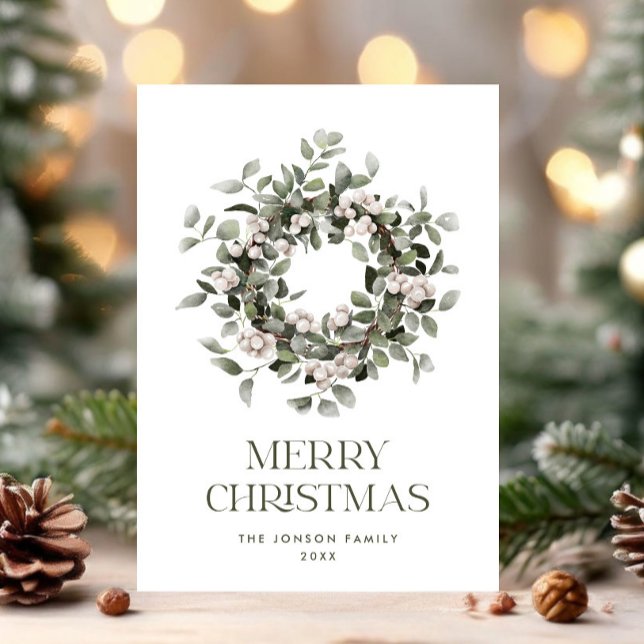 Tarjeta Festiva Winterberry Bohemian Navidades Wreath Greeting (Subido por el creador)