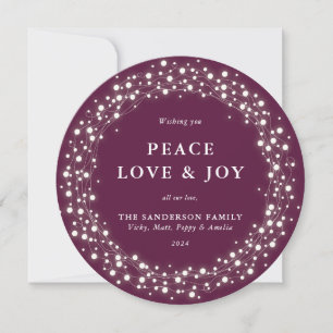 Tarjeta Festiva Winterberry Round Sparkling ilumina paz amor+alegr