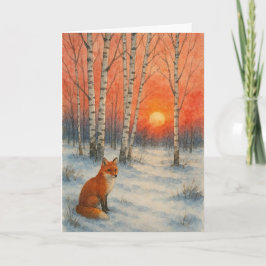 Tarjeta Festiva Wintery scene with fox Xmas card 