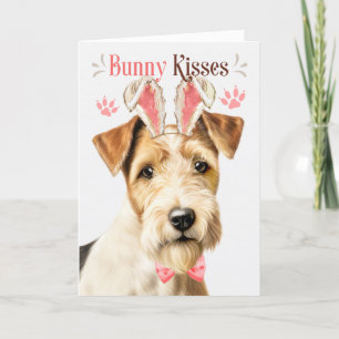 Tarjeta Festiva Wire Fox Terrier Dog Bunny Ears para Pascua