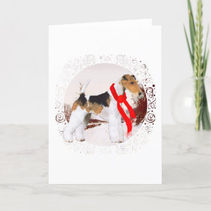 Tarjeta Festiva Wire Fox Terrier Invierno