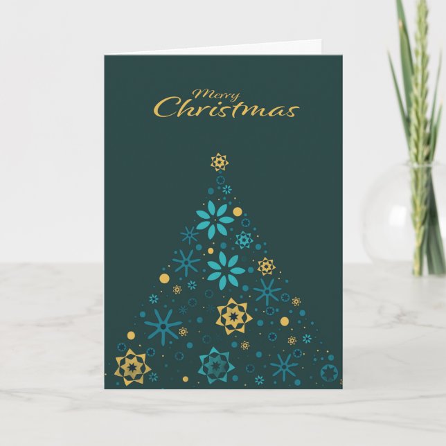 Tarjeta Festiva Wishing Happy Holiday Decorative Christmas Tree (Anverso)