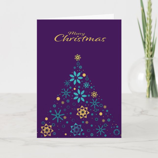 Tarjeta Festiva Wishing Happy Holiday Decorative Christmas Tree (Anverso)