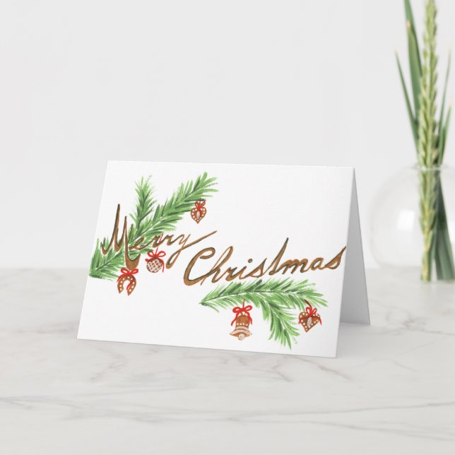 Tarjeta Festiva Wishing Happy Holiday Decorative Christmas Tree (Anverso)