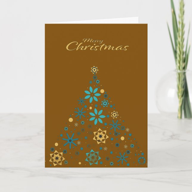 Tarjeta Festiva Wishing Happy Holiday Decorative Christmas Tree (Anverso)