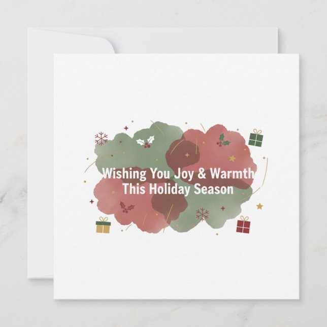 Tarjeta Festiva Wishing You Joy & Warmth Holiday Card (Anverso)