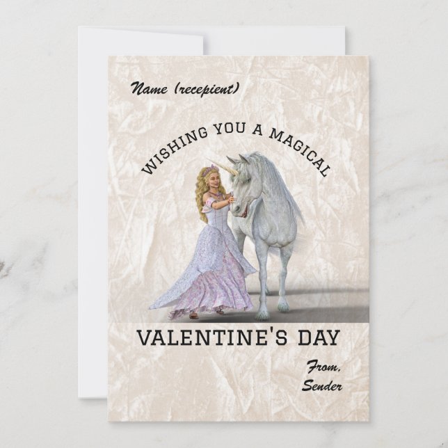 Tarjeta Festiva Wishing you magical Valentine's Day - Unicorn (Anverso)