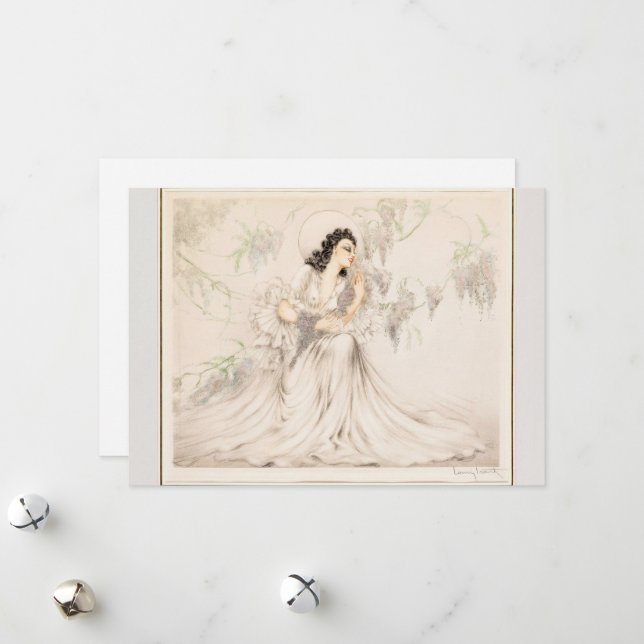 Tarjeta Festiva Wisteria, 1940 por Louis Icart (Anverso/Reverso In Situ)