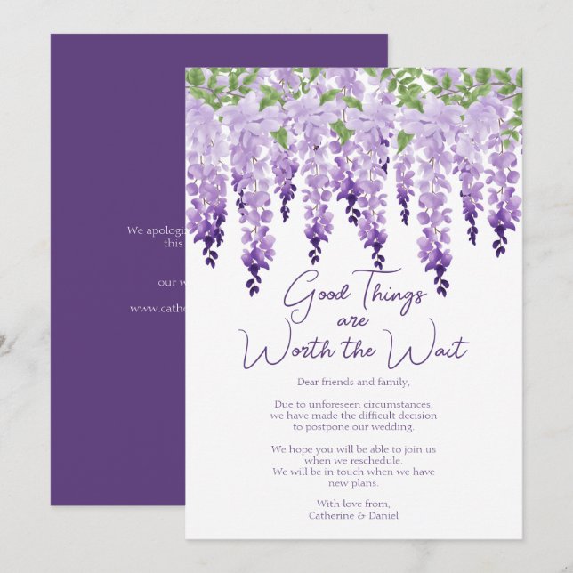 Tarjeta Festiva Wisteria Buenas Cosas Que Vale La Pena El Boda Esp (Anverso / Reverso)