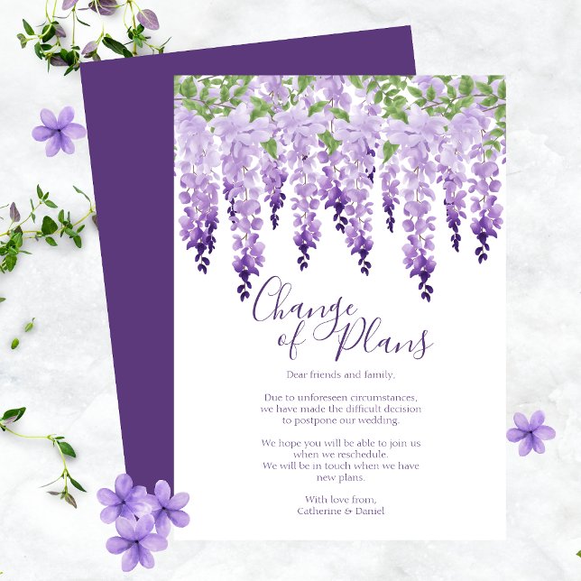 Tarjeta Festiva Wisteria De Acuarela Cambio De Planes Aplazamiento (Subido por el creador)