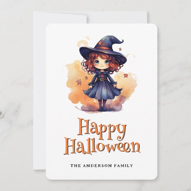Tarjeta Festiva Witch Happy Halloween Card (Anverso)
