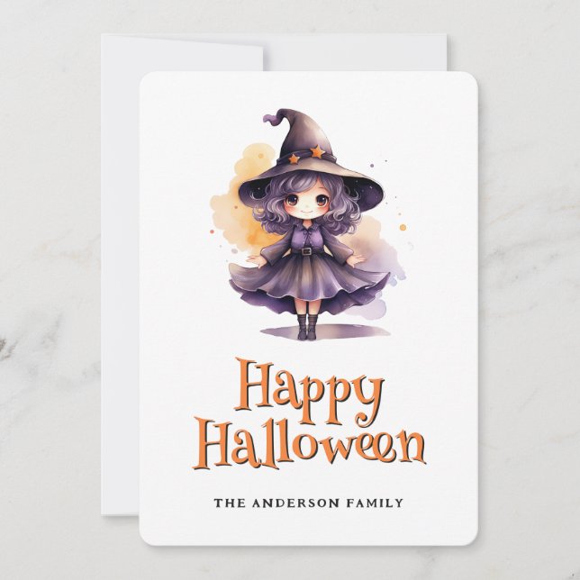 Tarjeta Festiva Witch Happy Halloween Card (Anverso)