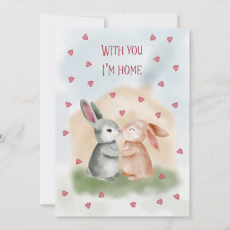 Tarjeta Festiva With You I’m Home Cute Bunny
