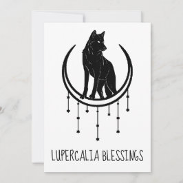 Tarjeta Festiva Wolf Moon & Stars Black Lupercalia Valentines