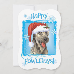 Tarjeta Festiva Wolfhound irlandés feliz de Howlidays