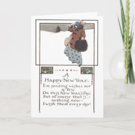 Tarjeta Festiva Woman Snow Holly
