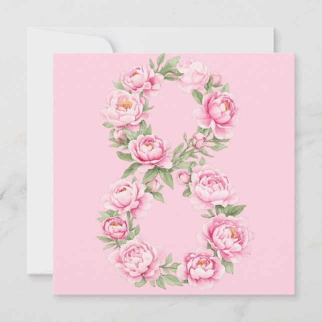 Tarjeta Festiva Women’s Day Peony Flower for March 8  (Anverso)