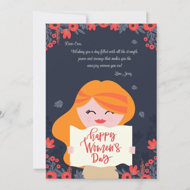 Tarjeta Festiva Women's Day Cutie Greeting Card (Anverso)