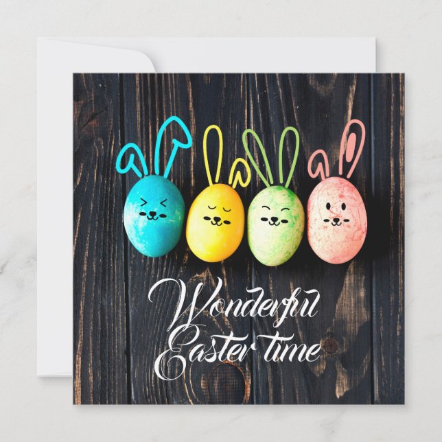 Tarjeta Festiva Wonderful Easter time with colorful eggs (Anverso)