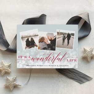 Tarjeta Festiva Wonderful Life   Multi Photo Christmas