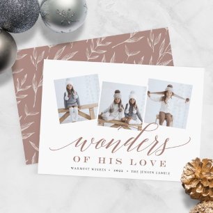 Tarjeta Festiva Wonders of His Love   Holiday Photo Collage Card