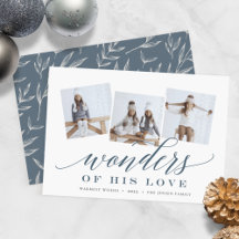 Wonders of His Love | Holiday Photo Collage Card